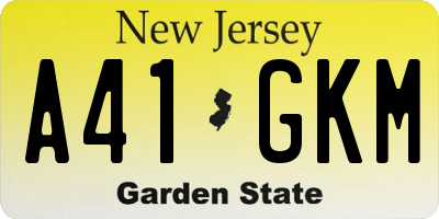 NJ license plate A41GKM