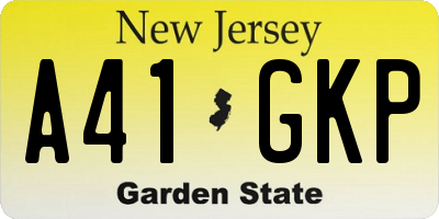 NJ license plate A41GKP