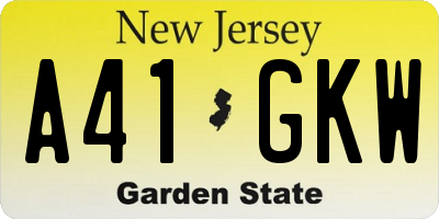 NJ license plate A41GKW