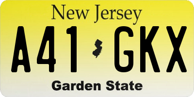 NJ license plate A41GKX