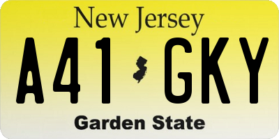 NJ license plate A41GKY