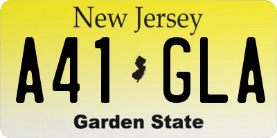 NJ license plate A41GLA