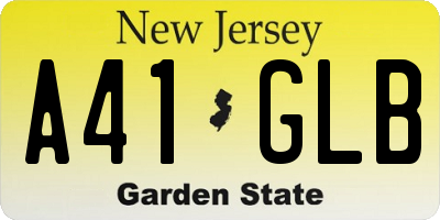 NJ license plate A41GLB