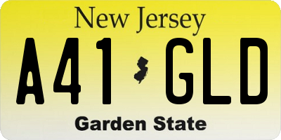 NJ license plate A41GLD