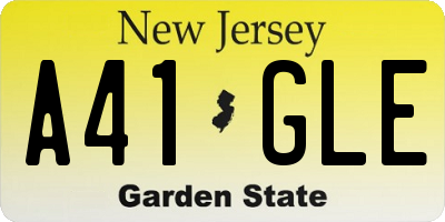 NJ license plate A41GLE