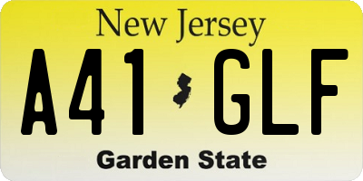 NJ license plate A41GLF