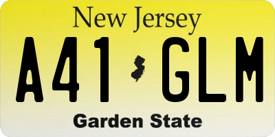 NJ license plate A41GLM
