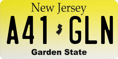 NJ license plate A41GLN