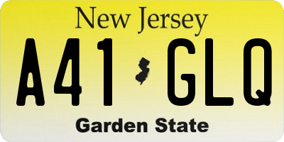 NJ license plate A41GLQ