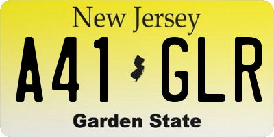 NJ license plate A41GLR