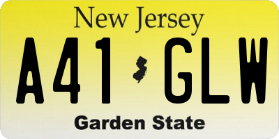 NJ license plate A41GLW