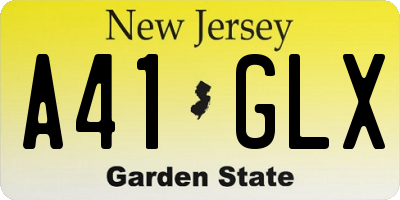 NJ license plate A41GLX