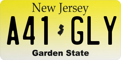NJ license plate A41GLY