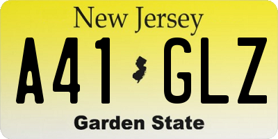 NJ license plate A41GLZ
