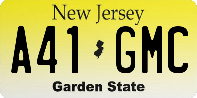 NJ license plate A41GMC