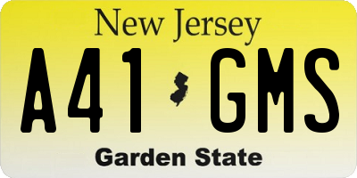 NJ license plate A41GMS