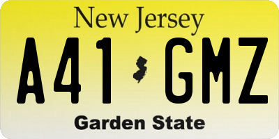 NJ license plate A41GMZ