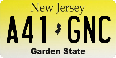 NJ license plate A41GNC