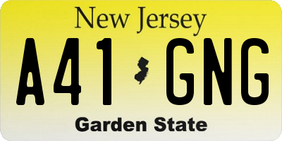 NJ license plate A41GNG