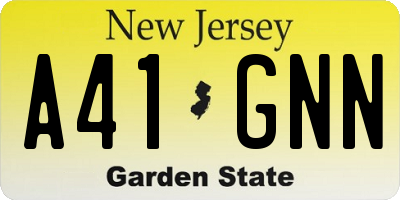 NJ license plate A41GNN