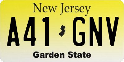 NJ license plate A41GNV