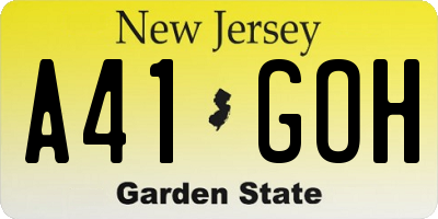 NJ license plate A41GOH
