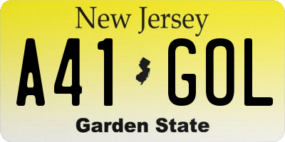 NJ license plate A41GOL