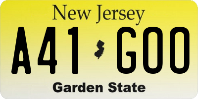 NJ license plate A41GOO