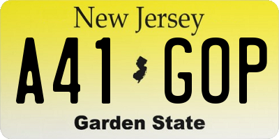 NJ license plate A41GOP