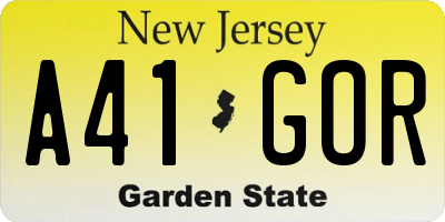 NJ license plate A41GOR