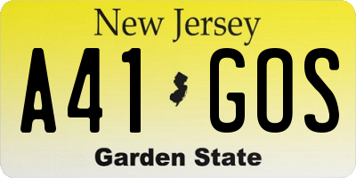NJ license plate A41GOS