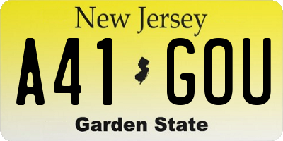 NJ license plate A41GOU