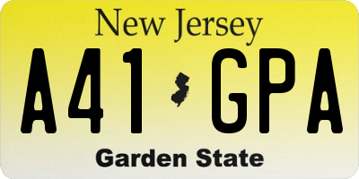 NJ license plate A41GPA