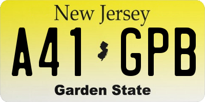 NJ license plate A41GPB
