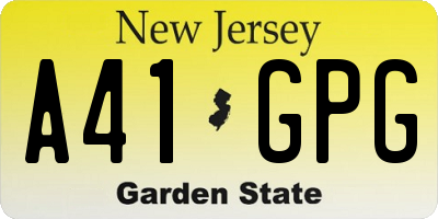 NJ license plate A41GPG