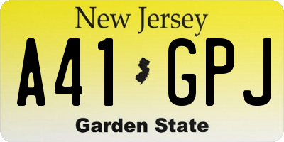 NJ license plate A41GPJ