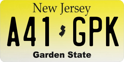 NJ license plate A41GPK