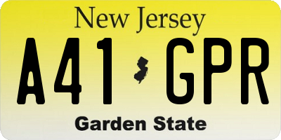NJ license plate A41GPR