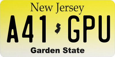 NJ license plate A41GPU