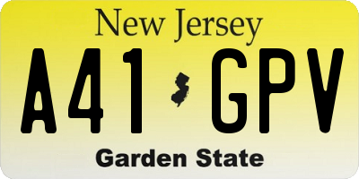 NJ license plate A41GPV