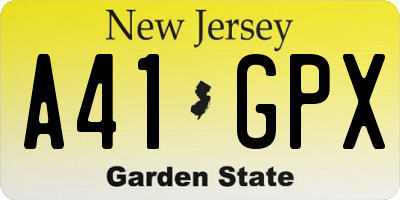 NJ license plate A41GPX
