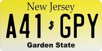 NJ license plate A41GPY