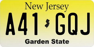 NJ license plate A41GQJ