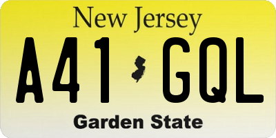 NJ license plate A41GQL