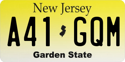NJ license plate A41GQM