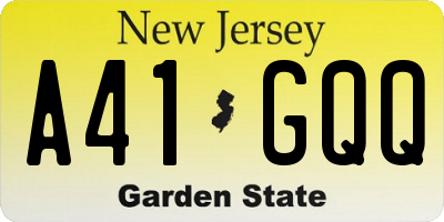 NJ license plate A41GQQ