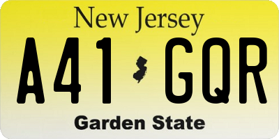 NJ license plate A41GQR