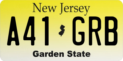 NJ license plate A41GRB