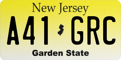 NJ license plate A41GRC