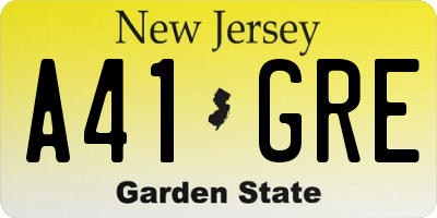 NJ license plate A41GRE